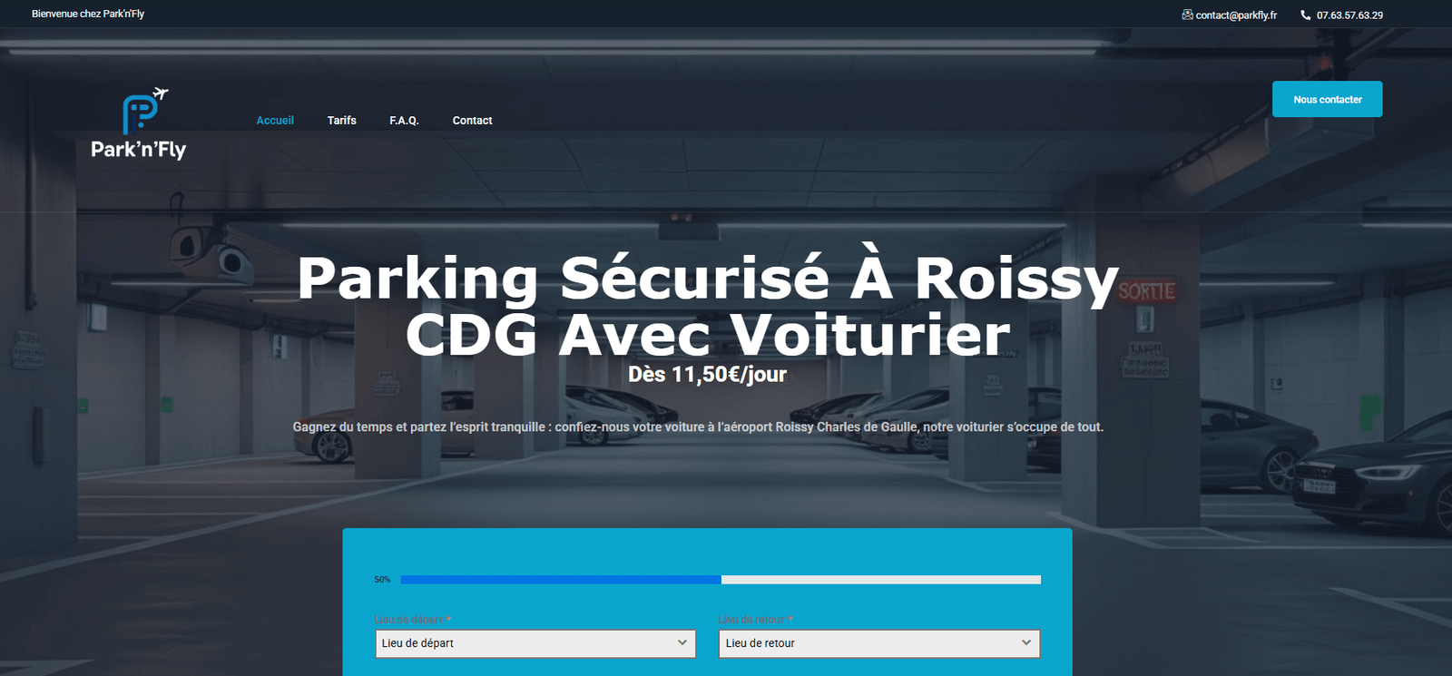 Site créé par agence de marketing YJ Agency - Park'n'Fly