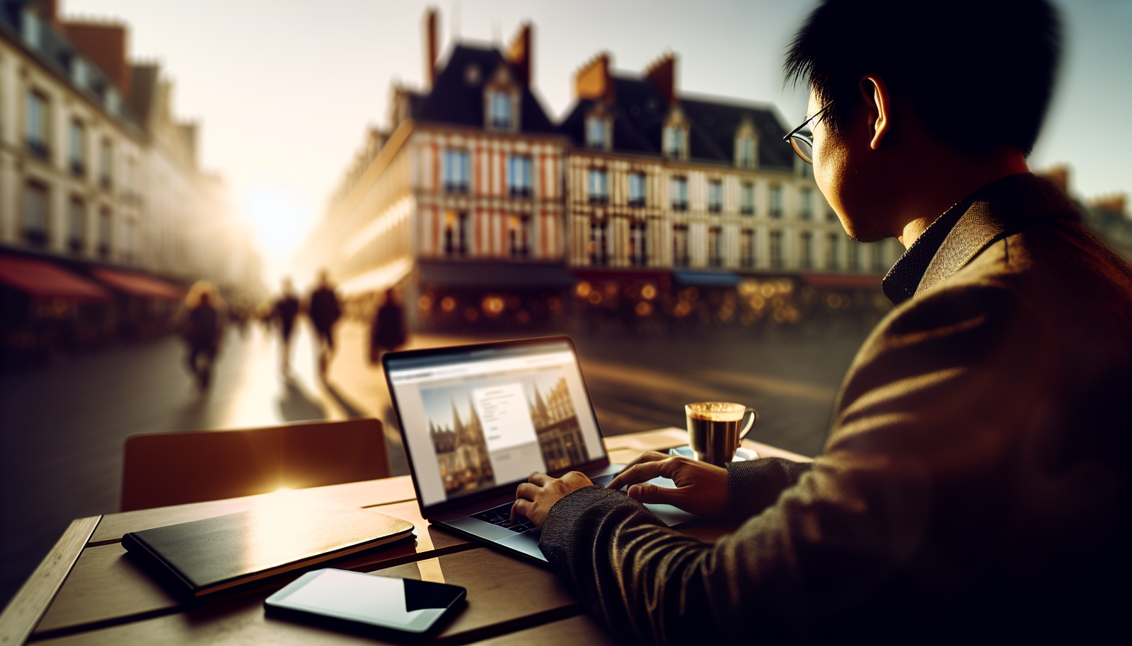 Jeune professionnel travaillant sur un site web à Beauvais illustrant création site internet beauvais en contexte urbain moderne