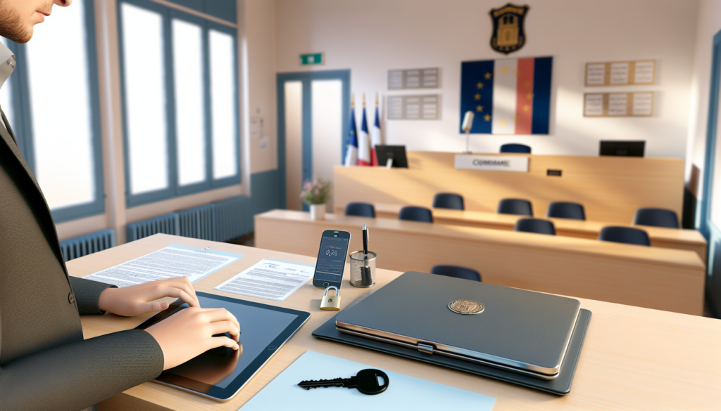 site internet pour mairie sur écran dordinateur au guichet municipal agent utilise laptop tablette formulaires et sécurité informatique