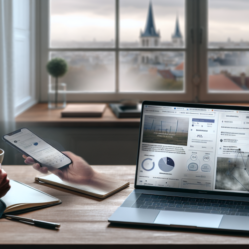 publicité payante facebook sur ordinateur portable et smartphone tableau de bord annonces main réglant campagne carte bancaire à côté