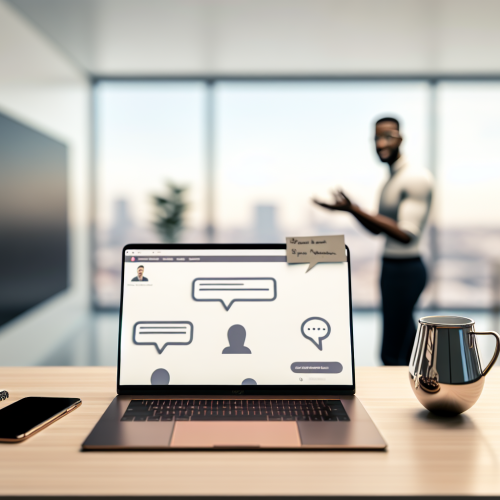 Bureau agence digitale avec laptop smartphone interface chat et cartes comparatives chatling vs chatbase avis en lumière naturelle